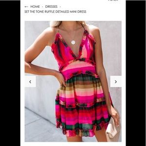 VICI : Set The Tone Ruffle Detailed Mini Dress